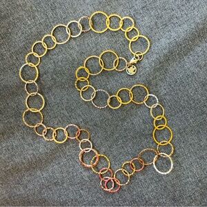 Jessica Simpson Graduated Circle Link Chain Necklace In Gold Tone 28” Long